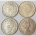AUSTRALIA 1939, 1944, 1949, 1954 . THREEPENCE . 4 COINS